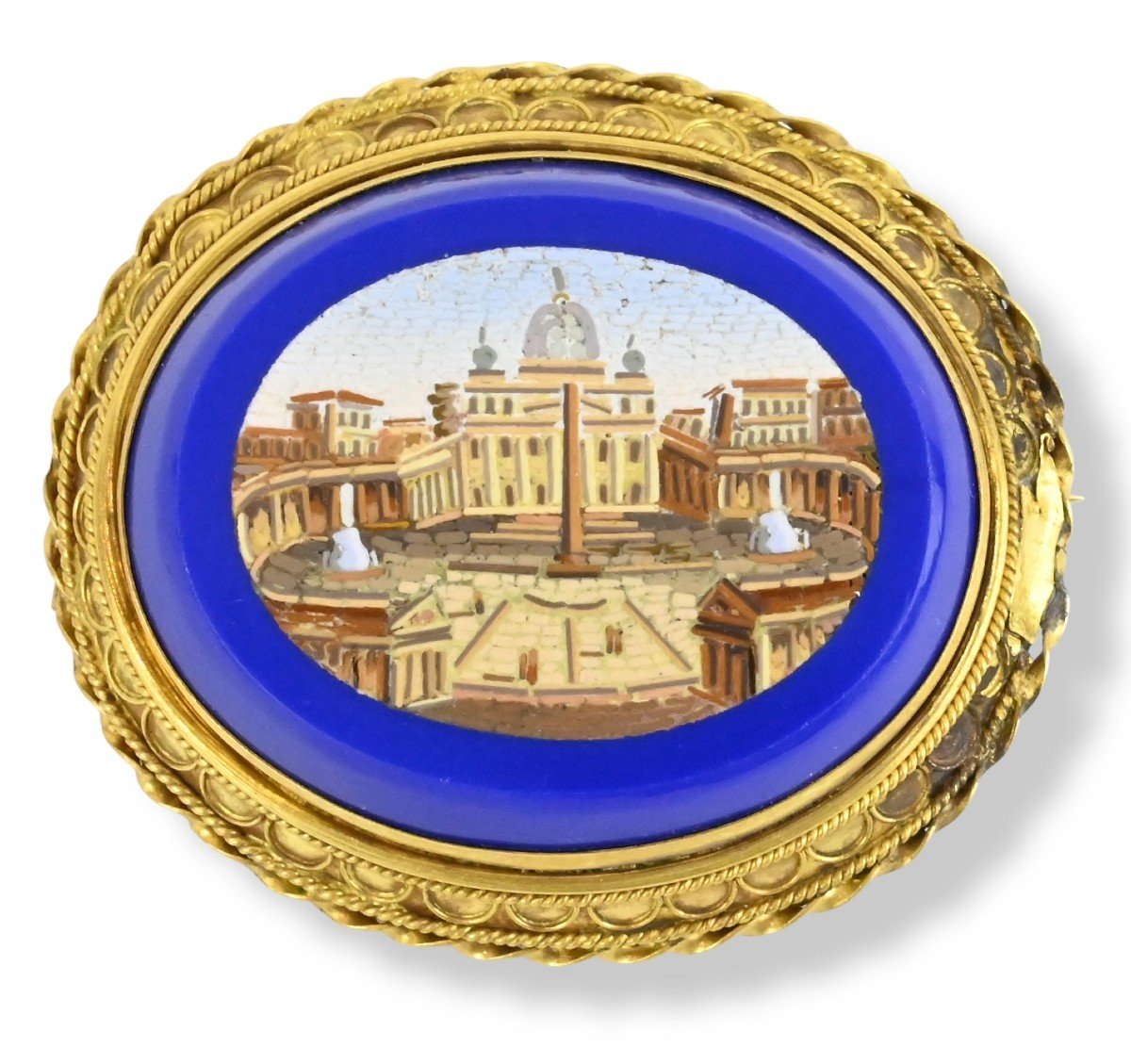 Micromosaic - Brooch With St. Peter's Basilica - Italy 19th Century